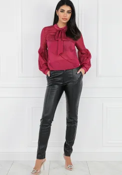 Bluza MBG magenta cu insertii din fir lurex imagine