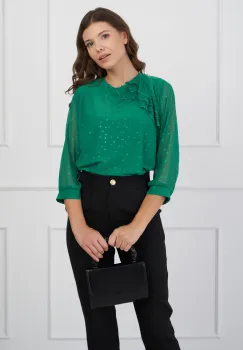 Bluza Milena verde cu picatele imagine