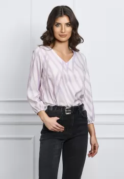 Bluza Simona alba cu dungi lila imagine