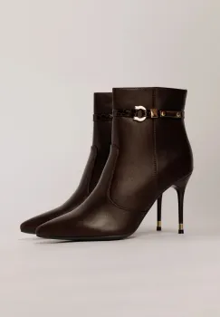 Botine burgundy elegante cu design modern si detalii aurii imagine