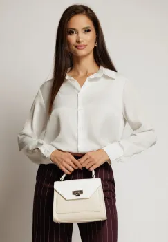 Camasa alba din satin cu croi larg si inchidere cu nasturi imagine
