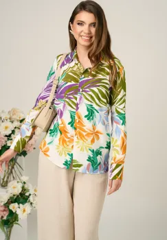 Camasa DY Fashion din viscozaicory cu print mov si verde imagine