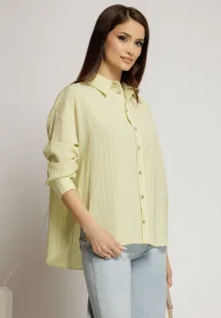 Camasa galbena cu dungi cu maneci lungi si croi oversize imagine