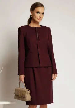 Compleu dama bordo format din rochie dreapta si sacou imagine
