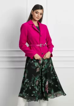 Compleu Dorina cu rochie neagra din voal si sacou fucsia imagine