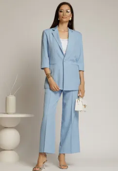 Compleu DY Fashion bleu din sacou si pantalon imagine