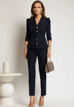 Compleu DY Fashion bleumarin format din sacou si pantaloni imagine