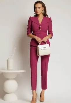 Compleu DY Fashion magenta format din sacou si pantaloni imagine