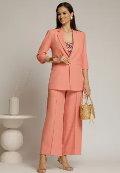 Compleu DY Fashion roz somon din sacou si pantalon imagine