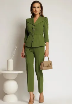 Compleu DY Fashion verde fistic format din sacou si pantaloni imagine