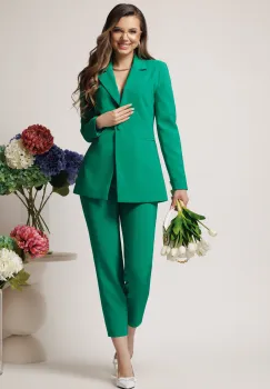 Compleu LaDonna office din stofa verde cu sacou si pantaloni imagine