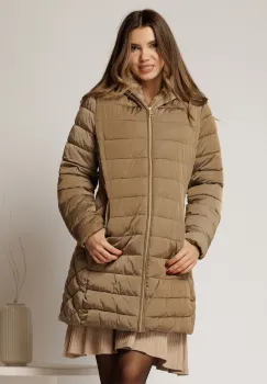 Geaca dama maro cu gluga si blanita pe interior imagine