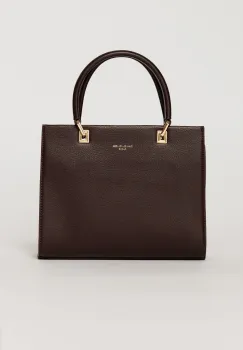 Geanta burgundy office patrata din piele ecologica cu maner dublu imagine