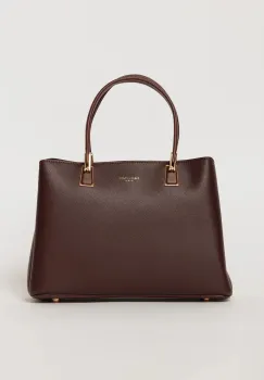 Geanta burgundy office patrata din piele ecologica cu maner dublu imagine