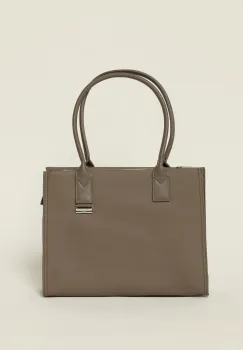 Geanta gri office cu detaliu argintiu imagine