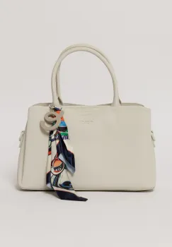 Geanta ivory cu esarfa decorativa multicolora imagine