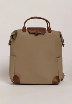 Geanta maxi taupe tip rucsac cu buzunare laterale imagine