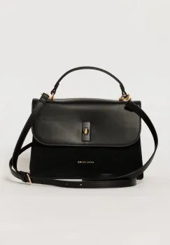 Geanta neagra cu design modern in doua nuante imagine