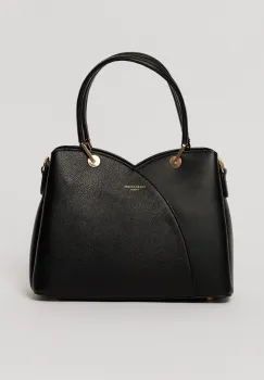 Geanta neagra din piele ecologica cu design tip lalea imagine