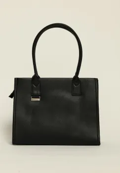 Geanta neagra office cu detaliu argintiu imagine