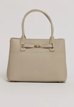 Geanta office gri deschis cu detalii aurii imagine