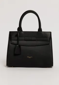 Geanta office neagra din piele ecologica cu aplicatie metalica imagine