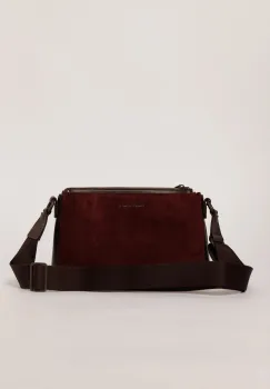 Geanta smart casual bordo cu finisaj neted si catifelat imagine