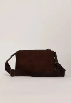 Geanta smart casual maro ciocolatiu cu finisaj neted si catifelat imagine
