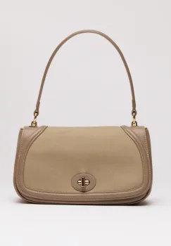 Geanta taupe din piele ecologica cu maner rotund imagine