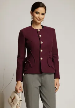 Palton scurt magenta tip sacou cu nasturi perla si design elegant imagine