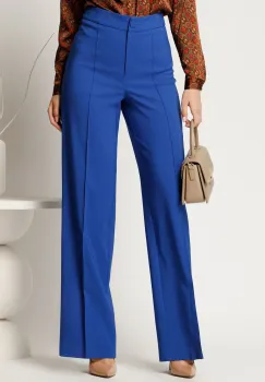 Pantaloni albastri din stofa evazati cu dunga imagine