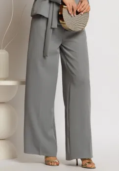 Pantaloni Alexia bleu cu croiul drept si inchidere cu copci imagine