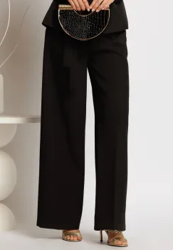 Pantaloni Alexia negri cu croiul drept si inchidere cu copci imagine