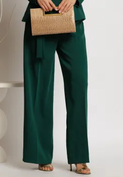 Pantaloni Alexia verzi cu croiul drept si inchidere cu copci imagine