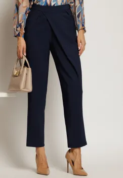 Pantaloni bleumarin cu pliu petrecut imagine