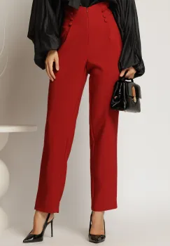 Pantaloni bordo conici cu nasturi decorativi pe talie imagine