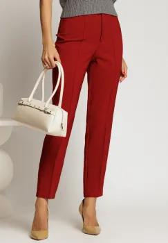 Pantaloni bordo cu croi conic si cusaturi imagine