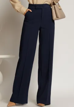 Pantaloni dama bleumarin cu croi drept si inchidere cu doi nasturi imagine