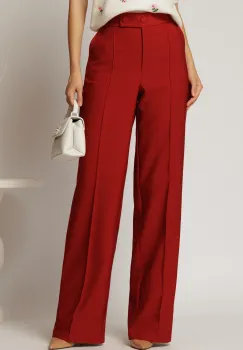 Pantaloni dama bordo cu croi drept si inchidere cu doi nasturi imagine