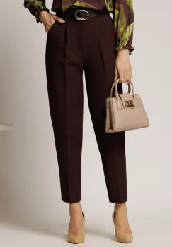 Pantaloni dama bordo cu croi pana si buzunare imagine