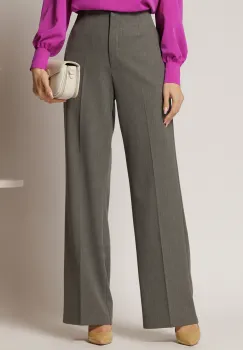 Pantaloni dama gri croi usor evazat si inchidere cu copca imagine