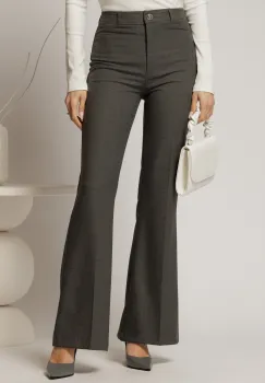 Pantaloni dama gri evazati office din stofa imagine