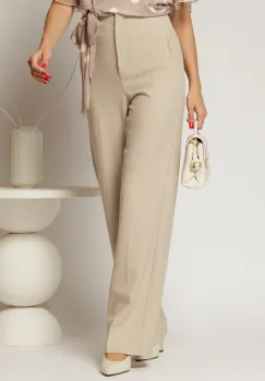 Pantaloni dama ivory croi drept cu adaos de viscoza imagine