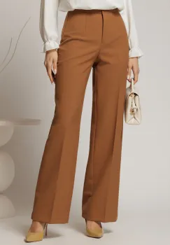 Pantaloni dama lungi maro croi usor evazat imagine