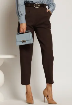 Pantaloni dama maro cu croi pana si buzunare imagine