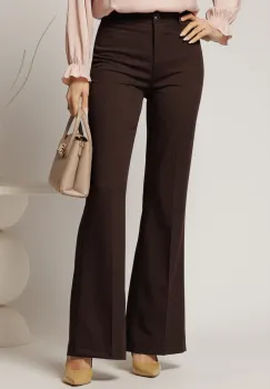 Pantaloni dama maro evazati office din stofa imagine