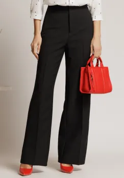 Pantaloni dama negri croi usor evazat si inchidere cu copca imagine