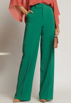 Pantaloni dama verzi cu croi drept si inchidere cu doi nasturi imagine