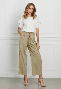 Pantaloni Dani kaki lejeri cu buzunare imagine
