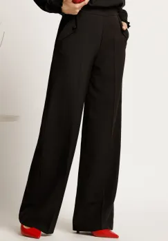 Pantaloni DY Fashion negri lejeri cu buzunare si nasturi decorativi imagine